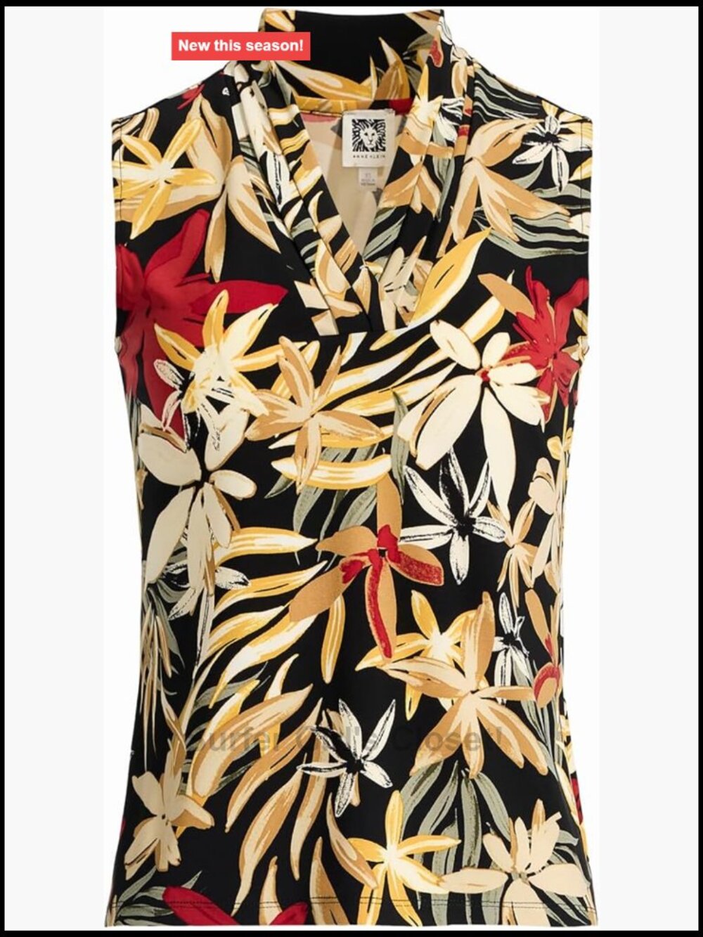 Plus Size Sleeveless Printed Jersey V-Neck Tank Top